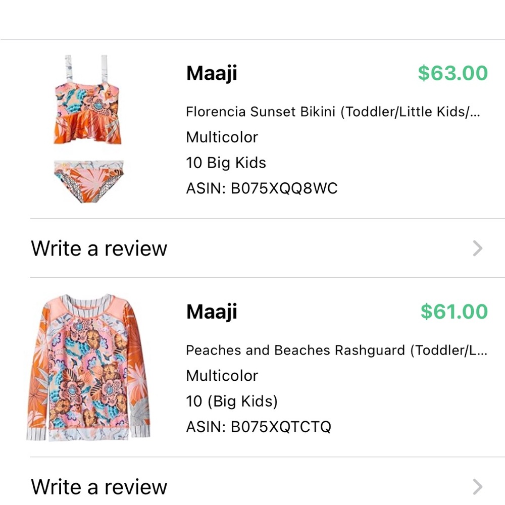 Maaji swim. Three pieces. Rash guard, tankini, bikini bottoms. Girls size 10.